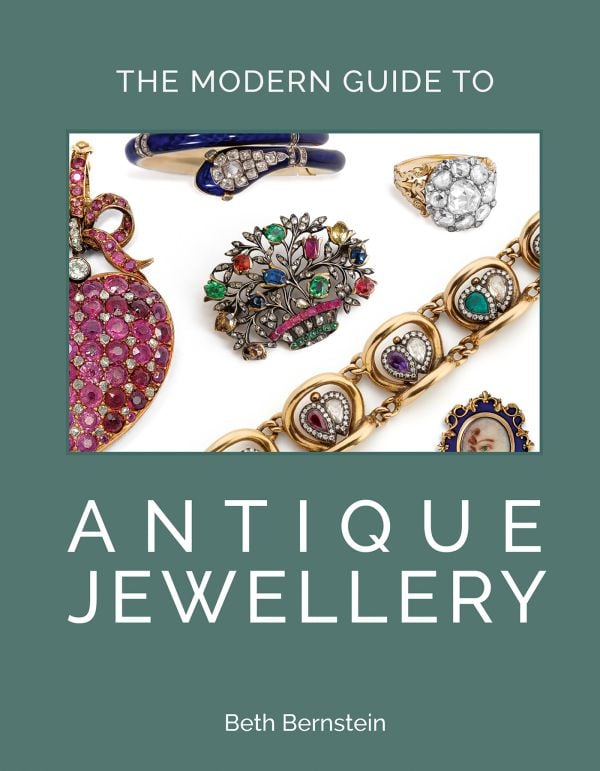 Book cover of The Modern Guide to Antique Jewellery, Beth Bernstein, with a collection of antique jewelry pieces. Published by ACC Art Books.
