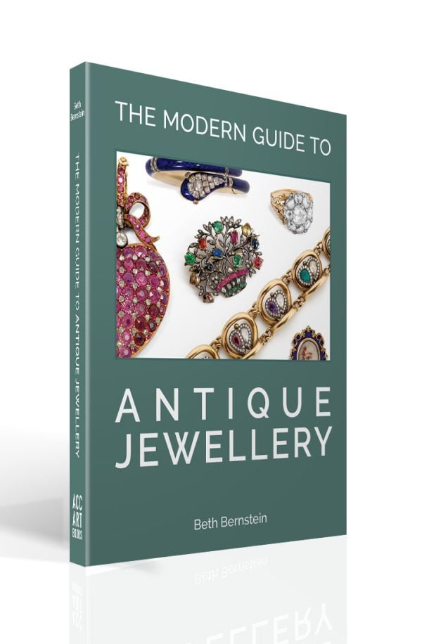 Book cover of The Modern Guide to Antique Jewellery, Beth Bernstein, with a collection of antique jewelry pieces. Published by ACC Art Books.
