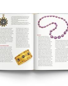 Collection of antique jewellery pieces on sage cover, The Modern Guide to Antique Jewellery Beth Bernstein in white font above and below.