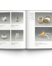Book cover of Contemporary British Silver Designers, The Lion & Hamme Collections, featuring a silver vase, with hammered pattern. Published by ACC Art Books.