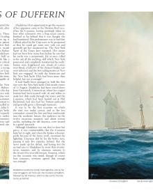 Colour landscape image of a vivid painting of two large yachts racing on a body of water with The Story of the America's Cup 1851-2021 in white by ACC Art Books