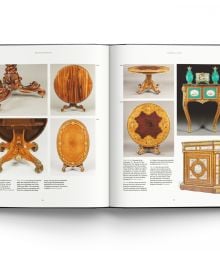 Book cover of British Furniture 1820 to 1920: The Luxury Market, with the underneath of gothic style carved table with single center leg. Published by ACC Art Books.