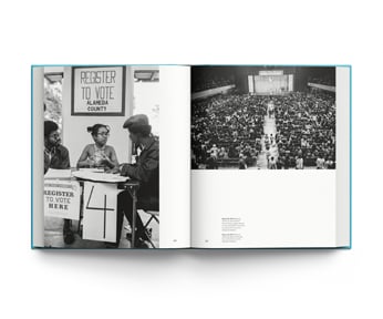 Book cover of Comrade Sisters: Women of the Black Panther Party, featuring a defiant Tarika Lewis in a group with women from Black Panther Movement. Published by ACC Art Books.