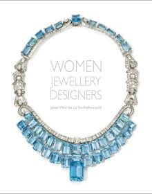 Book cover of Women Jewellery Designers, featuring an aquamarine and diamond necklace from 1930s. Published by ACC Art Books.