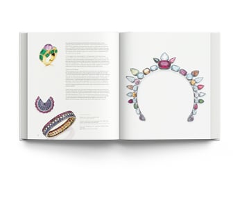 Book cover of Women Jewellery Designers, featuring an aquamarine and diamond necklace from 1930s. Published by ACC Art Books.