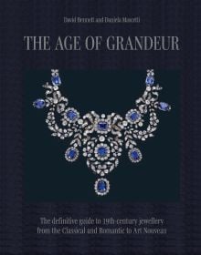 Book cover of The Age of Grandeur, featuring a diamond and sapphire necklace. Published by ACC Art Books.