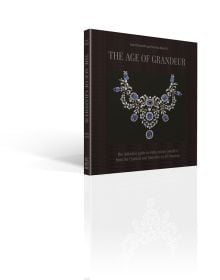 Book cover of The Age of Grandeur, featuring a diamond and sapphire necklace. Published by ACC Art Books.