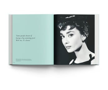 Book cover of Our Fair Lady: Audrey Hepburn’s Life in Pictures, featuring a portrait of actress Audrey Hepburn in a relaxed pose, by Bettmann. Published by ACC Art Books.