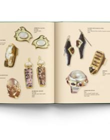 Book cover of Eveli: A Jeweler’s Memoir, featuring a large decorative gold bangle with tree design of green jewels. Published by ACC Art Books.