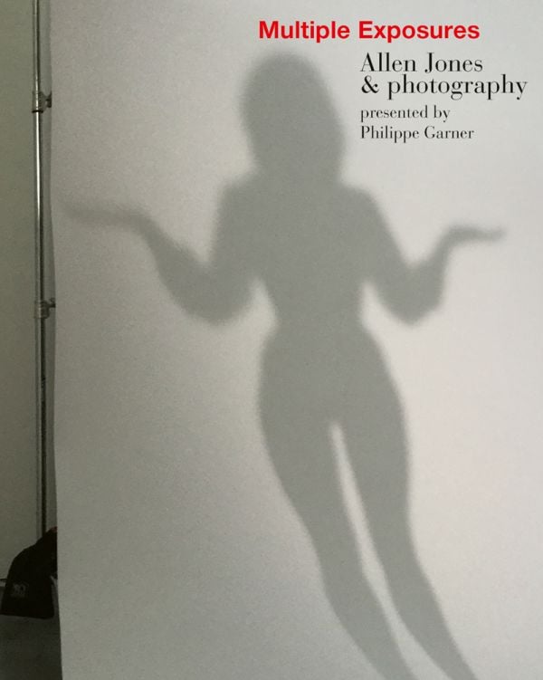 Book cover of Multiple Exposures Allen Jones & Photography, with the silhouette of female figure on wall. Published by ACC Art Books.