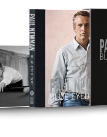 Slip cased book cover of Paul Newman: Blue-Eyed Cool, Deluxe, Milton H. Greene, featuring a publicity shot of Paul Newman playing pool. Published by ACC Art Books.