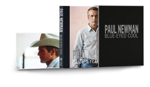 Slip cased book cover of Paul Newman: Blue-Eyed Cool, Deluxe, Terry O'Neill, featuring a publicity shot of Paul Newman as Jim Kane in Pocket Money. Published by ACC Art Books.