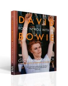 Book cover of David Bowie: Rock ’n’ Roll with Me, featuring David Bowie posing in white t-shirt with arms above head. Published by ACC Art Books.