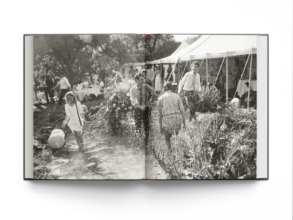 Book cover of England: The Last Hurrah, featuring Crispin Balfour rolling along at the Dangerous Sports Club tea party, 1981. Published by ACC Art Books.