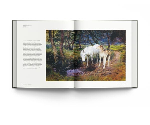 Book cover of Lucy Kemp-Welch 1869-1958, featuring a painting of white horse and brown foal standing in a field, beneath a pink blossom tree. Published by ACC Art Books.