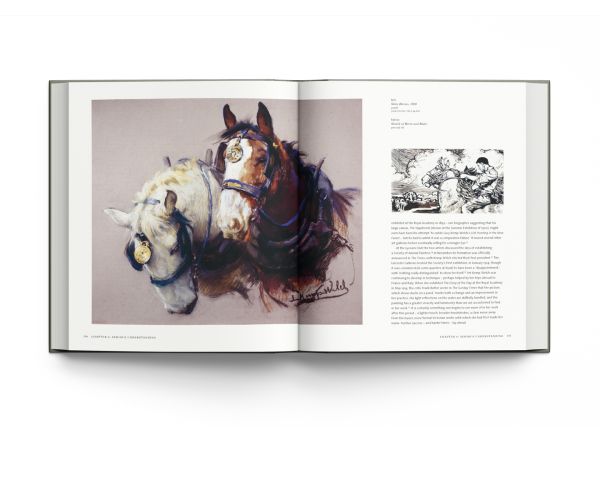 Book cover of Lucy Kemp-Welch 1869-1958, featuring a painting of white horse and brown foal standing in a field, beneath a pink blossom tree. Published by ACC Art Books.