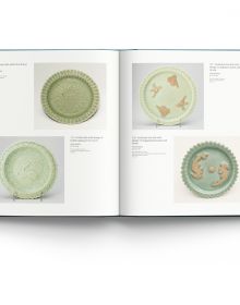 Book cover of Jade Green and Kingfisher Blue, with a pale green Longquan Ware Vase with Phoenix Handles, in National Palace Museum, Taipei. Published by ACC Art Books.
