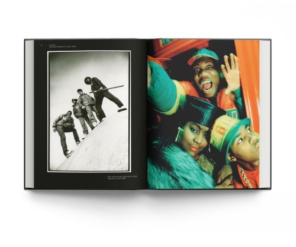 American hip hop trio, The Alkaholics, one member holding a ten-pound note, on cover of 'Normski, Man with the Golden Shutter', by ACC Art Books.