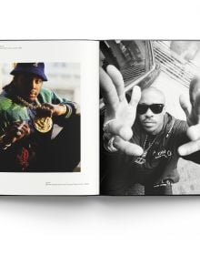 Book cover of Normski, Man with the Golden Shutter, featuring American hip hop trio, The Alkaholics, with one member flashing a ten-pound note. Published by ACC Art Books.