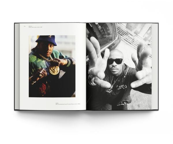 American hip hop trio, The Alkaholics, one member holding a ten-pound note, on cover of 'Normski, Man with the Golden Shutter', by ACC Art Books.