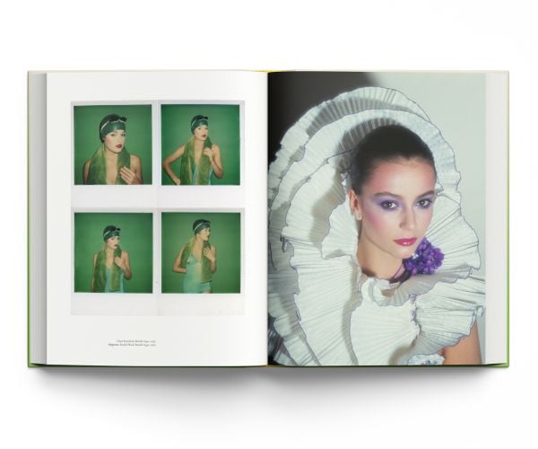 Book cover of Willie Christie, with a close-up of mouth of Vogue model Marcie Hunt wearing red lipstick, and biting on lime green jelly cubes. Published by ACC Art Books.