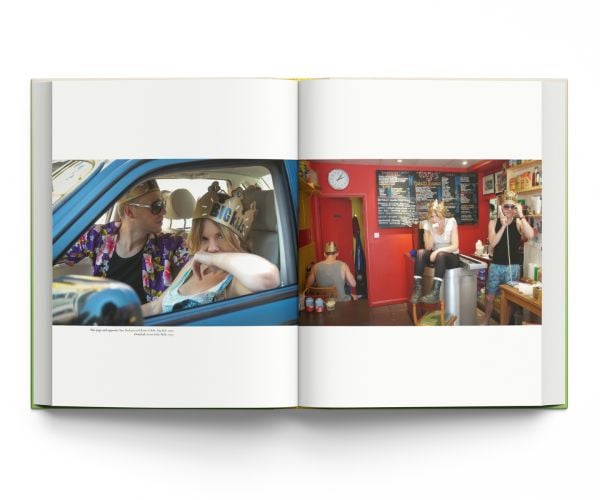 Book cover of Willie Christie, with a close-up of mouth of Vogue model Marcie Hunt wearing red lipstick, and biting on lime green jelly cubes. Published by ACC Art Books.