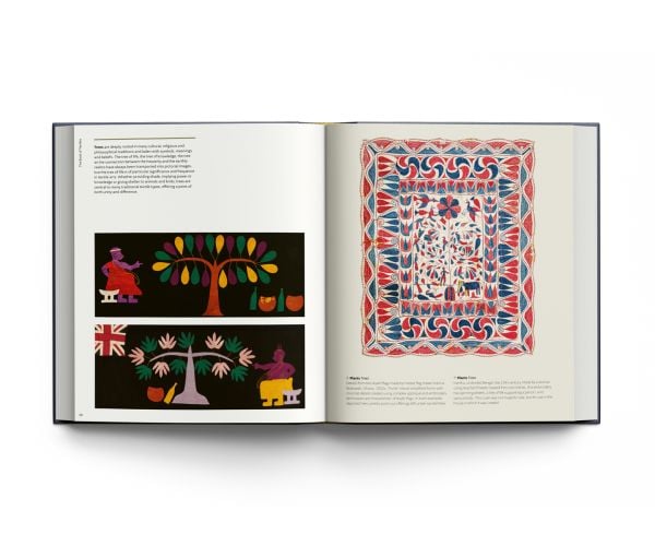 Book cover of Stephen Ellcock’s Book of Textiles: The Karun Thakar Collection, with bold fabric. Published by ACC Art Books.