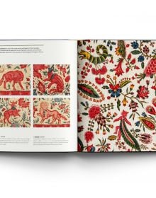 Book cover of Stephen Ellcock’s Book of Textiles: The Karun Thakar Collection, with bold fabric. Published by ACC Art Books.
