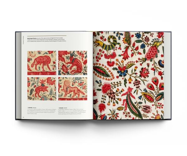 Book cover of Stephen Ellcock’s Book of Textiles: The Karun Thakar Collection, with bold fabric. Published by ACC Art Books.
