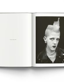 Book cover of Derek Ridgers The London Youth Portraits, featuring a portrait of Tuinol Barry, on Kings Road, 1983. Published by ACC Art Books.