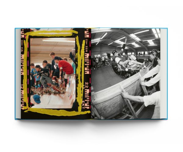 Book cover of Dan Adams' Read and Destroy, Skateboarding Through a British Lens 1978-1995, featuring a skateboarder performing a mid-air hold. Published by ACC Art Books.