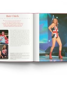 Book cover of Terry Newman's Spice Girls, and the Clothes They Wear, with Baby Spice, Scary Spice, Ginger Spice, Sporty Spice and Posh Spice. Published by ACC Art Books.