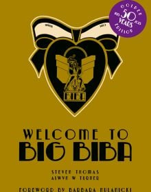Heart shaped logo on gold cover of 'Welcome to Big Biba, Inside the Most Beautiful Store in the World', by ACC Art Books.
