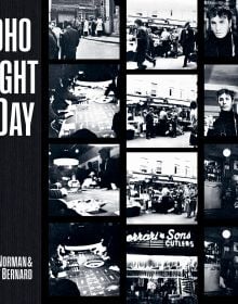 Book cover of Soho Night & Day, with black and white photos of London's nightlife, including inside a casino. Published by ACC Art Books.