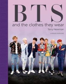 Book cover of BTS: And the Clothes They Wear, with all seven members of the band posing in ripped jeans and colourful jackets. Published by ACC Art Books.