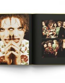 Book cover of The Cure: Stills, with a close up of front man Robert Smith in red lipstick. Published by ACC Art Books.