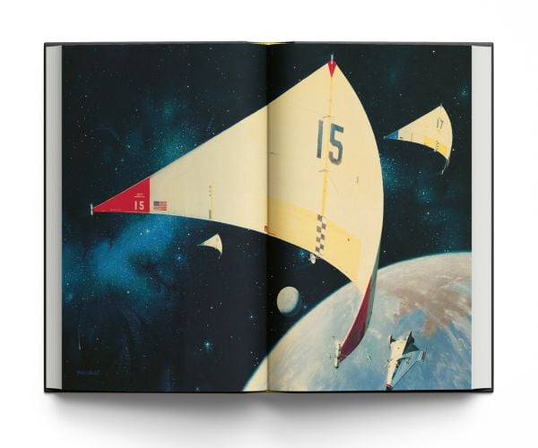Book cover of Space: Posters & Paintings: Art About NASA, with an American astronaut in space suit pointing their finger at the viewer. Published by ACC Art Books.