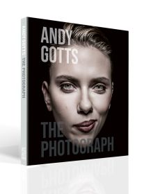 Book cover of Andy Gotts The Photograph, featuring actress Scarlett Johansson smirking. Published by ACC Art Books.