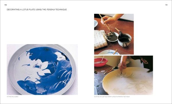 Book cover of Traditional Crafts of Porcelain Making in Jingdezhen, with a potter in a pottery with ceramic bowls. Published by ACC Art Books.