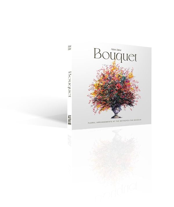 Book cover of Bouquet: Floral Arrangements at the Metropolitan Museum; with a colourful drawing of a vase of flowers. Published by ACC Art Books.