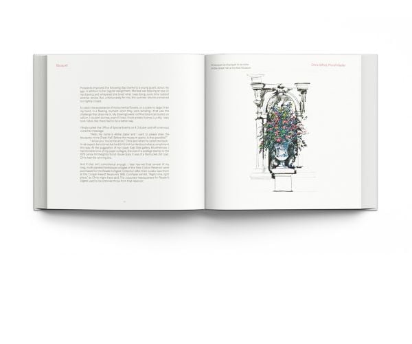 Book cover of Bouquet: Floral Arrangements at the Metropolitan Museum; with a colourful drawing of a vase of flowers. Published by ACC Art Books.