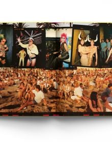 Book cover of Back in Ibiza: 1998-2003, featuring a club-goer dancing in a straw hat. Published by ACC Art Books.