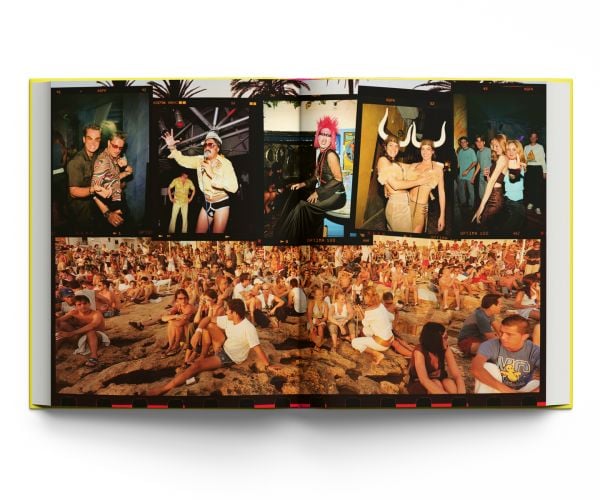 Book cover of Back in Ibiza: 1998-2003, featuring a club-goer dancing in a straw hat. Published by ACC Art Books.