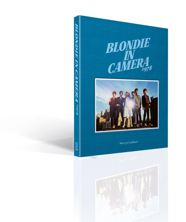 Book cover of Blondie in Camera 1978, featuring a promo shot of the band on the roof of New York recording studio The Record Plant, where One Way Or Another was recorded. Published by ACC Art Books.