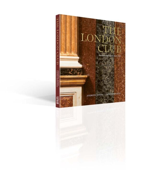 Book cover of The London Club: Architecture, Interiors, Art; featuring an interior wall of coloured marble. Published by ACC Art Books.