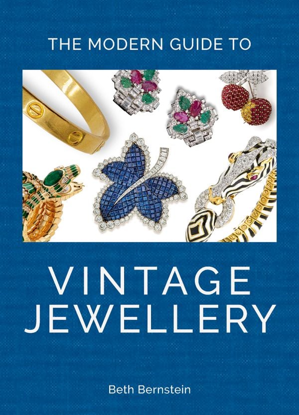 Book cover of The Modern Guide to Vintage Jewellery; featuring jewelled brooches and bangles. Published by ACC Art Books.
