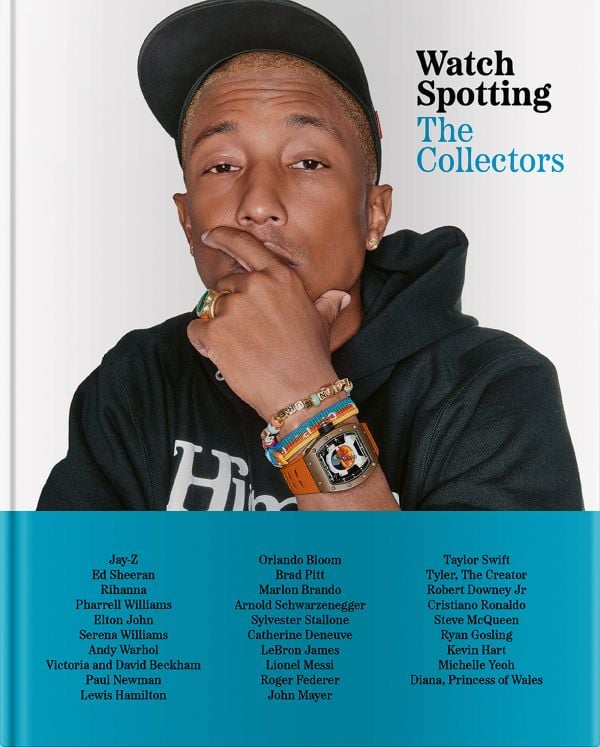 Book cover of Watch Spotting: The Collectors; featuring American rapper Pharrell Williams wearing a large watch. Published by ACC Art Books.