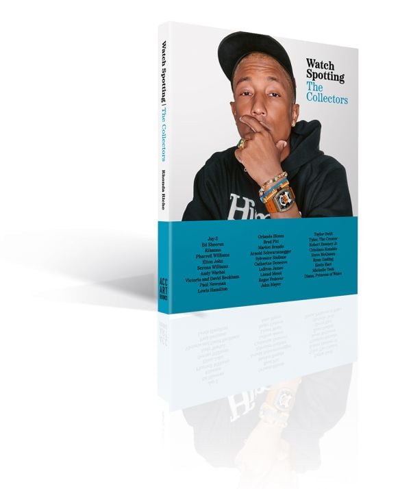 Book cover of Watch Spotting: The Collectors; featuring American rapper Pharrell Williams wearing a large watch. Published by ACC Art Books.