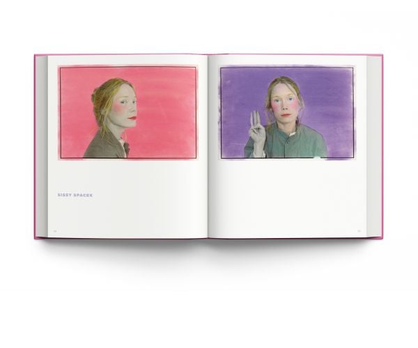 Book cover of Live From My Studio: The Art of Edie Baskin; featuring an artwork of Steve Martin wearing a suit, and holding a hat on finger on right hand. Published by ACC Art Books.