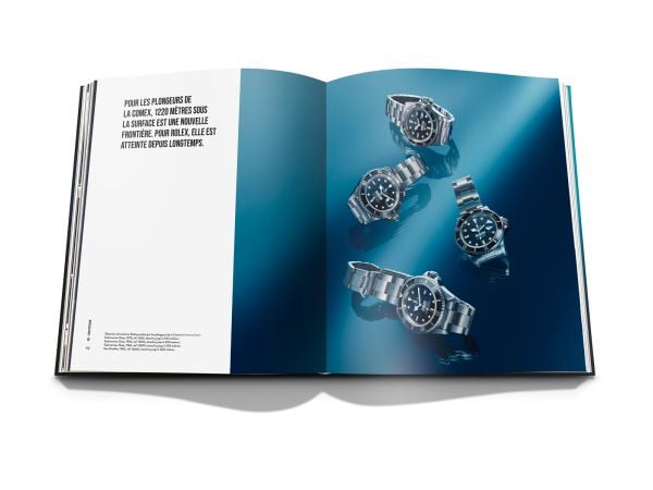 Book cover of Oyster Perpetual Submariner: The Watch that Unlocked the Deep, with a silver, black-faced Rolex watch. Published by Wallpaper*.
